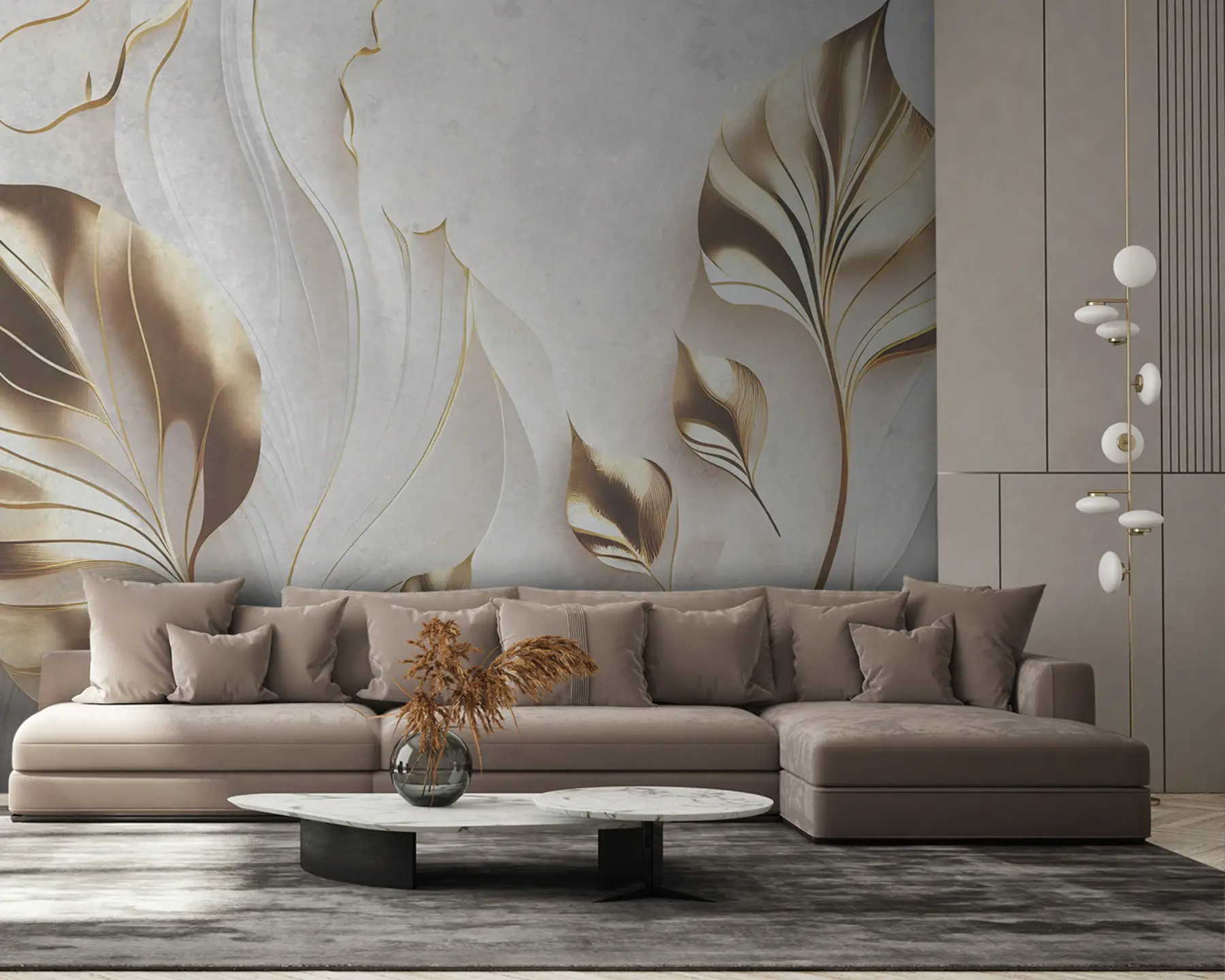 Fototapeedid Õrnad lehed betoonseinal u94010