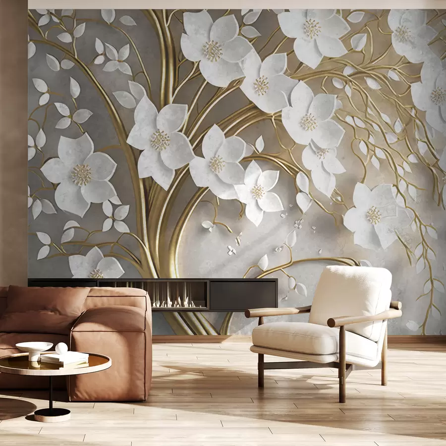 Fototapeedid Valgete õitega puu u94015