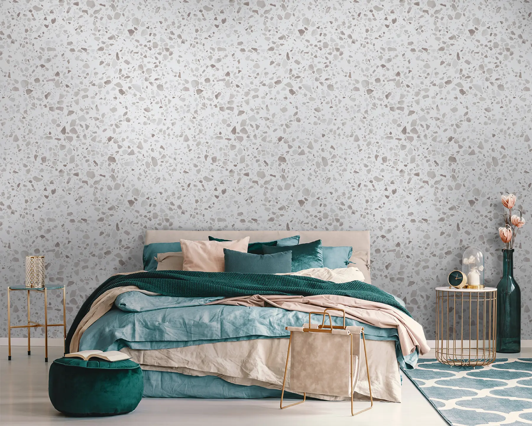 Fototapeedid Terrazzo plaadid, mosaiik looduslike kividega, graniit, marmor, kvarts, betoon u94304