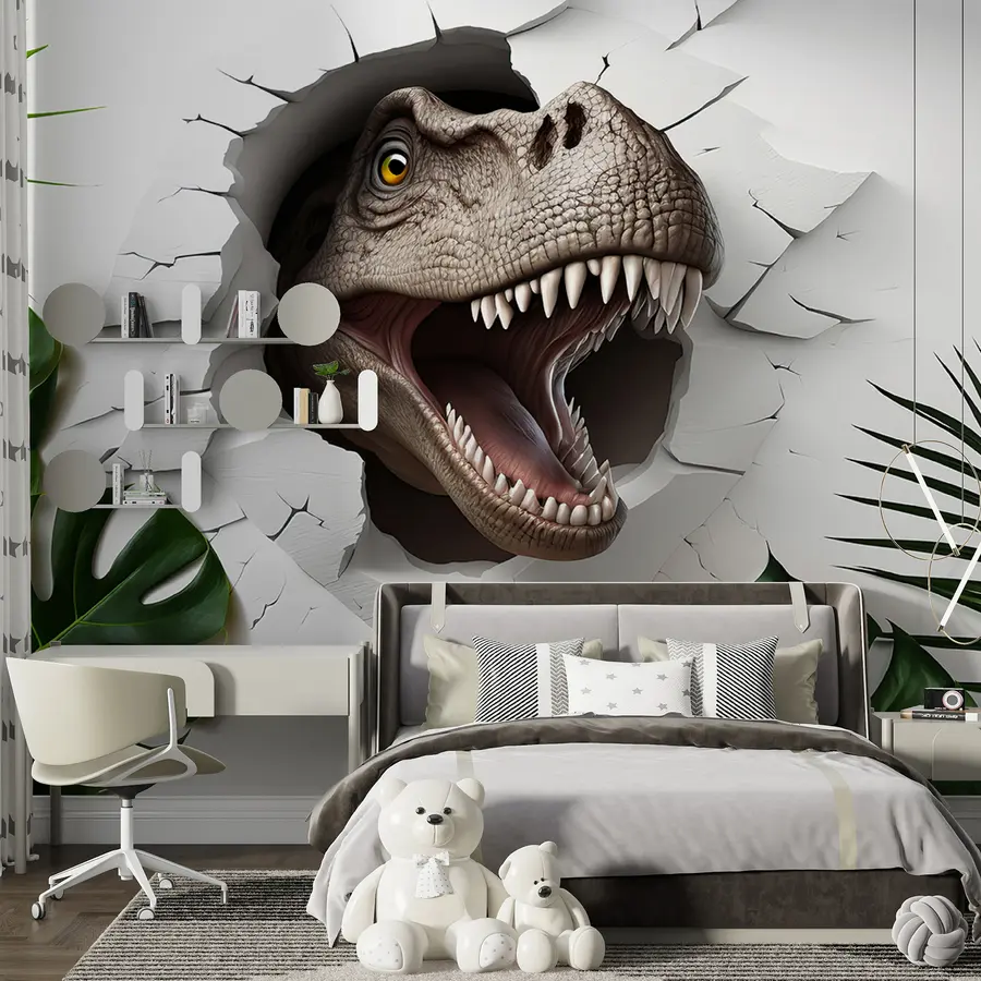 Fototapeedid 3D dinosaurus ja lehed u94772