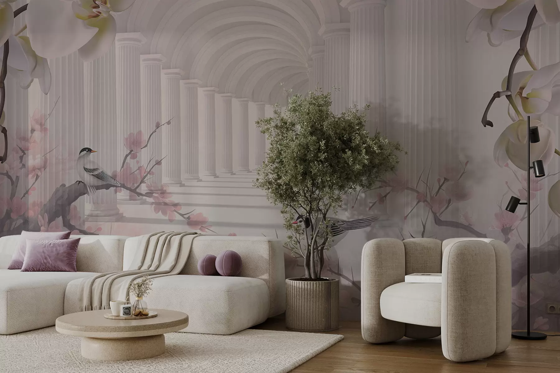 Fototapeedid Ilus tunnel lindude ja orhideedega u94513