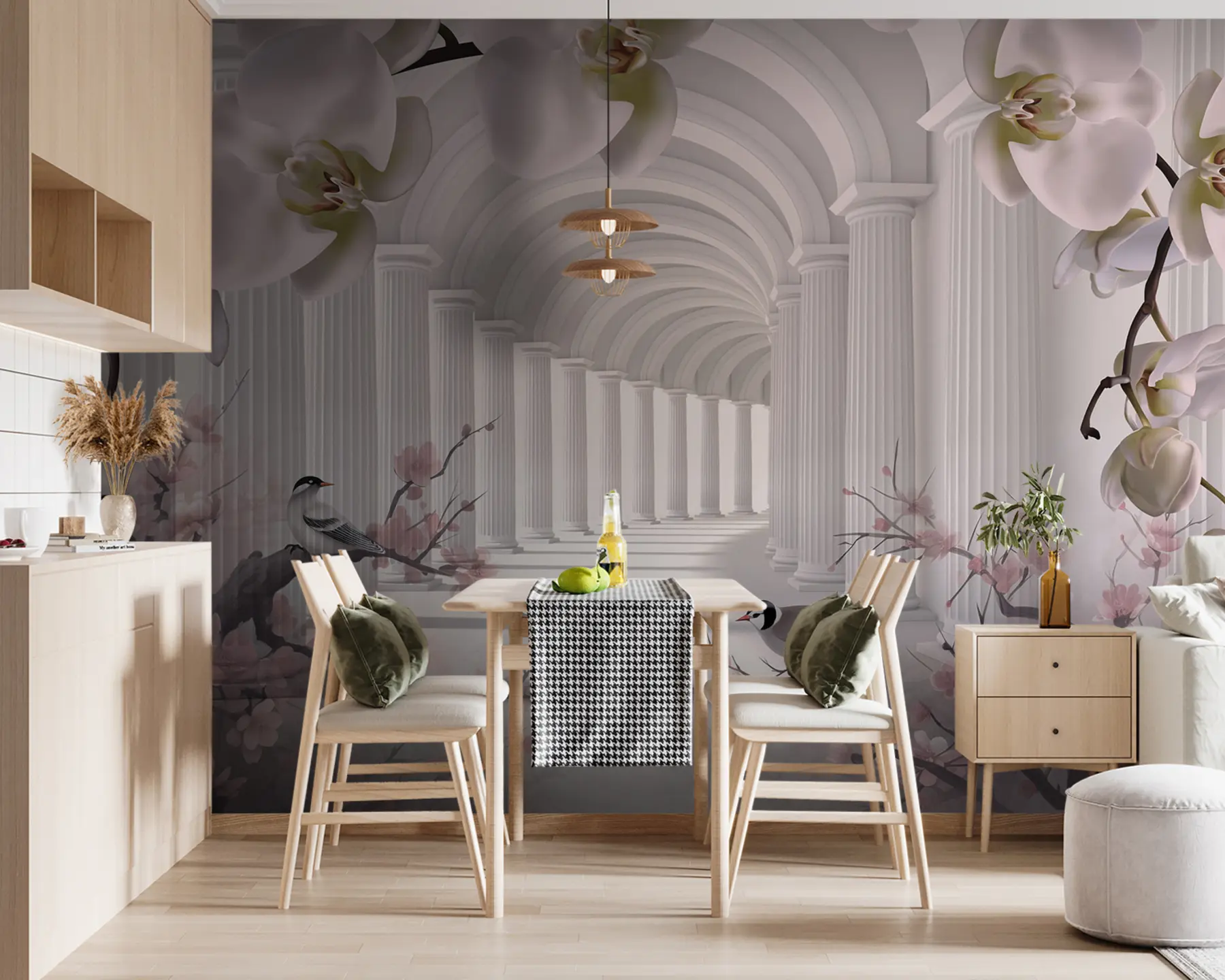 Fototapeedid Ilus tunnel lindude ja orhideedega u94513