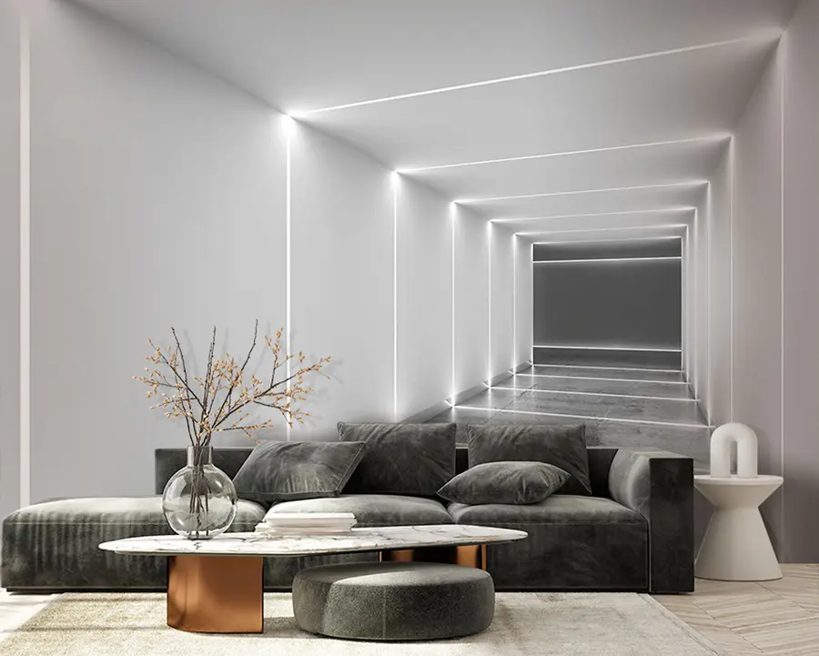 Fototapeedid Valge tunnel poleeritud betoonpõrandaga u95075