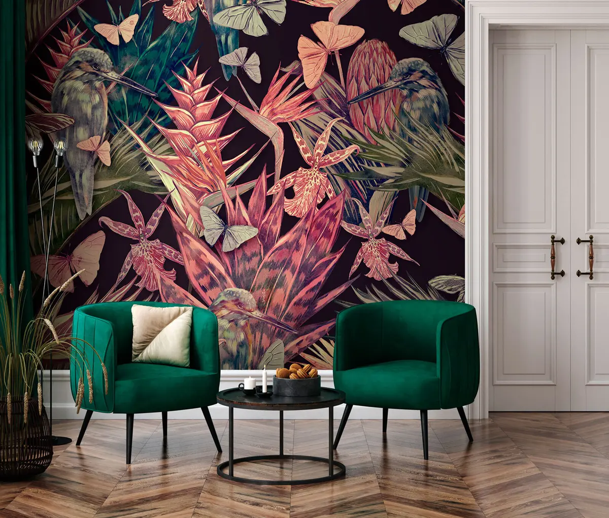 Fototapeedid Palmilehed, puud, troopilised lilled, džunglilehed u95076