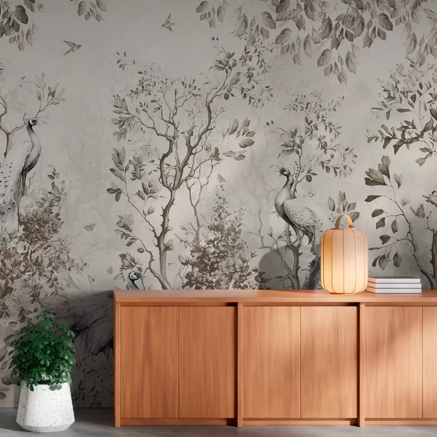 Fototapeedid Aed, kus on haprad linnud, paabulinnud u94850