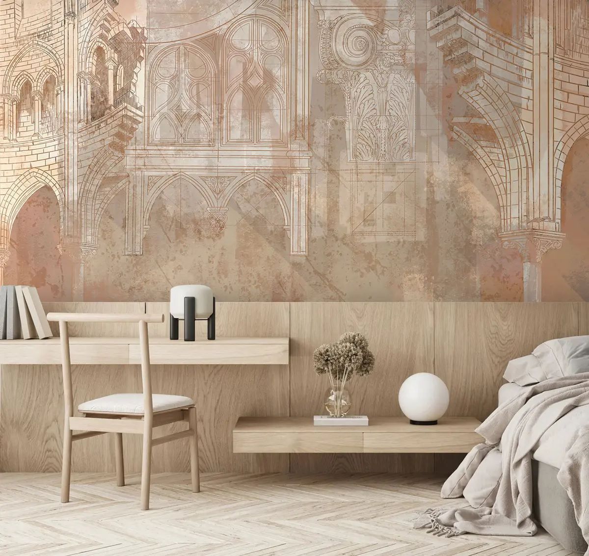 Fototapeedid Sammaste ja monogrammi arhitektuurne kunstijoonis u95126