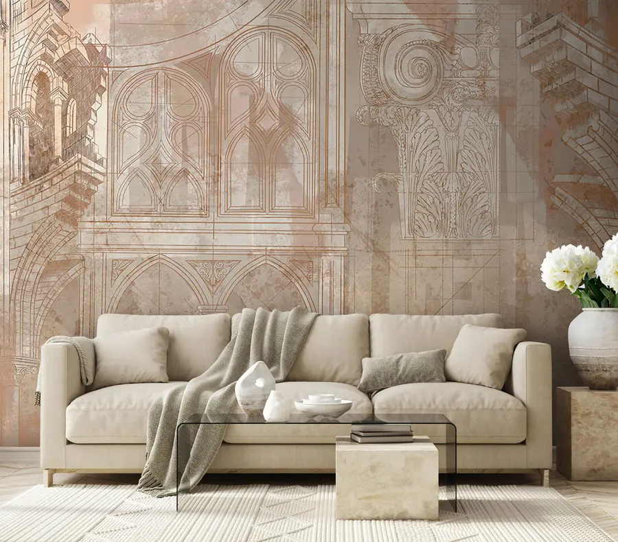 Fototapeedid Sammaste ja monogrammi arhitektuurne kunstijoonis u95126