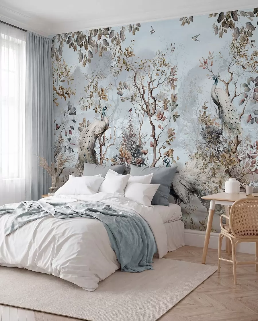 Fototapeedid Chinoiserie Hiina stiilis taimed ja paabulinnud u94849