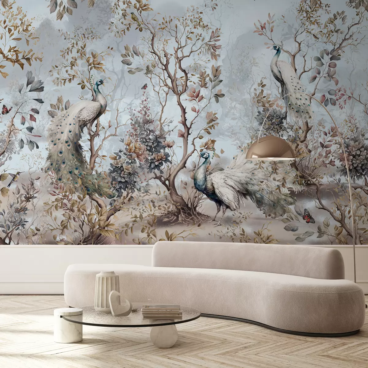 Fototapeedid Chinoiserie Hiina stiilis taimed ja paabulinnud u94849