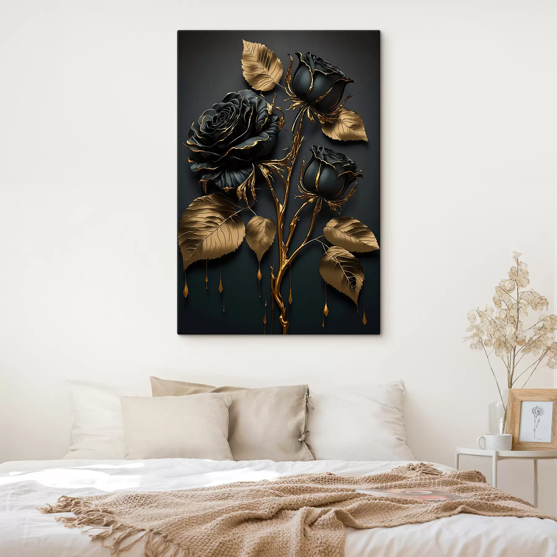 Pilt Must roos lehtedega s33700