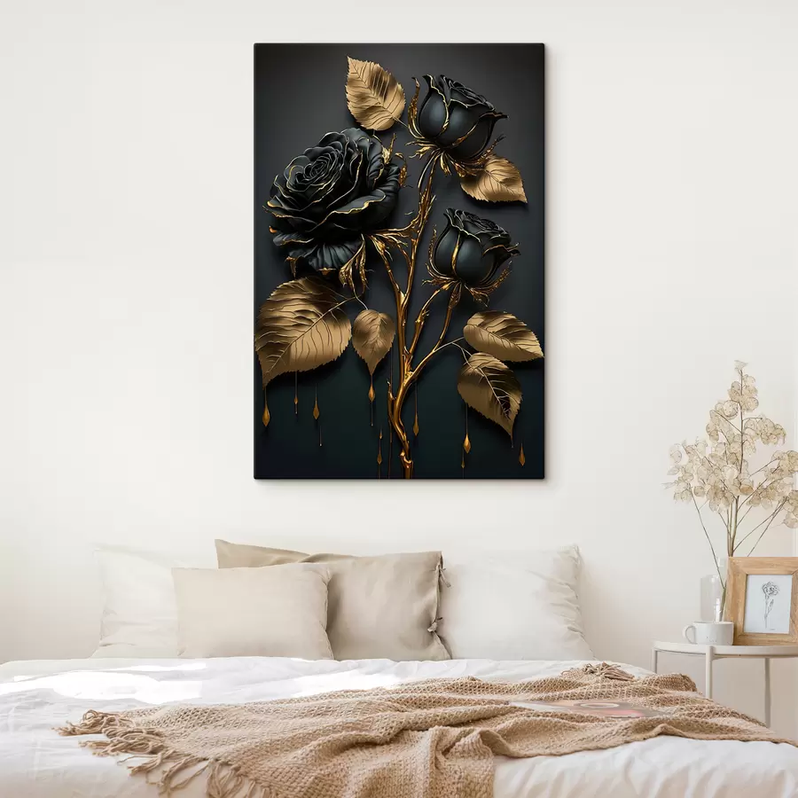 Pilt Must roos lehtedega s33700