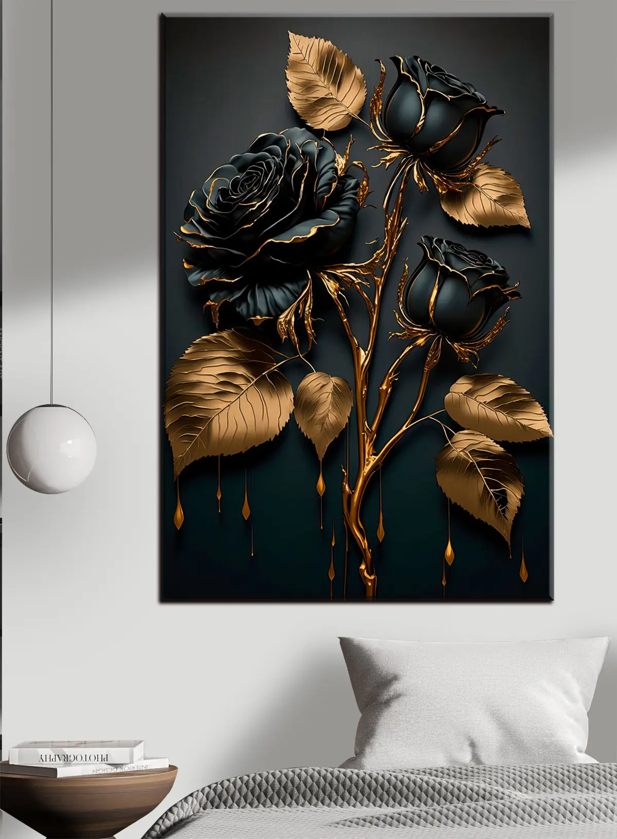 Pilt Must roos lehtedega s33700