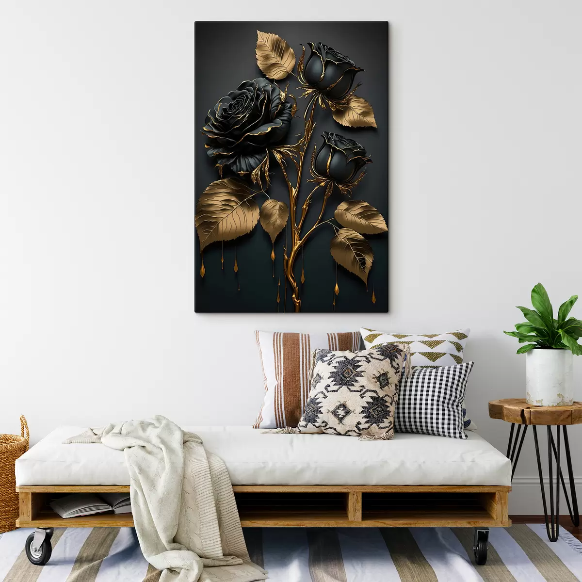 Pilt Must roos lehtedega s33700