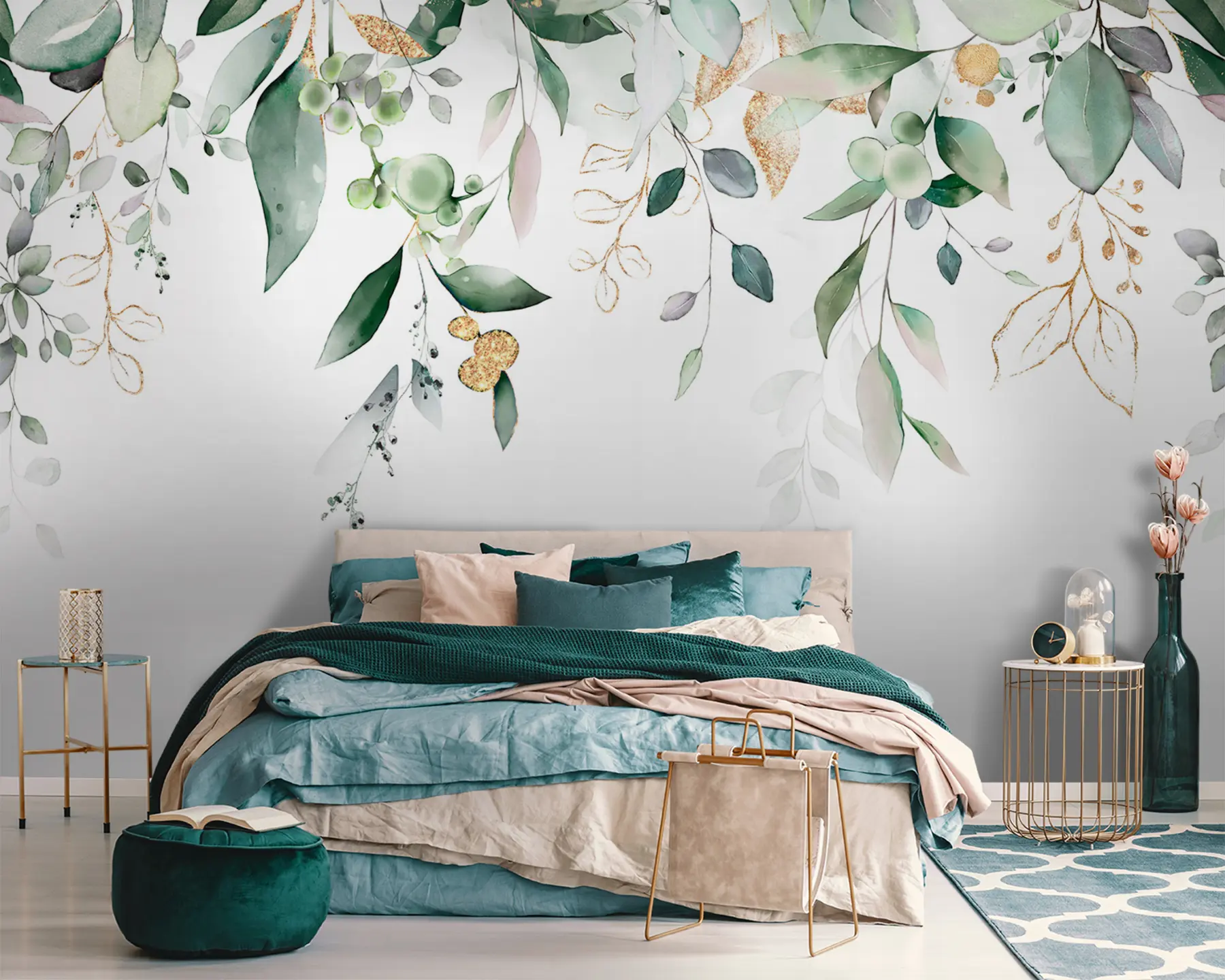 Fototapeedid Rippuvad eukalüptilehed valgel taustal u95506