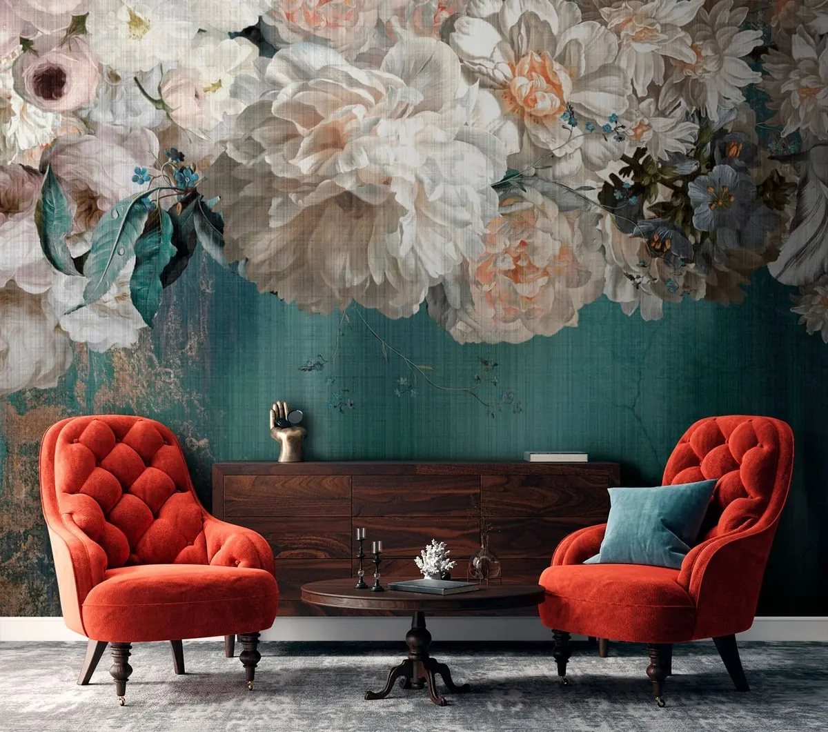 Fototapeedid Suur lopsakas grunge tekstuuriga lillekimp u95430