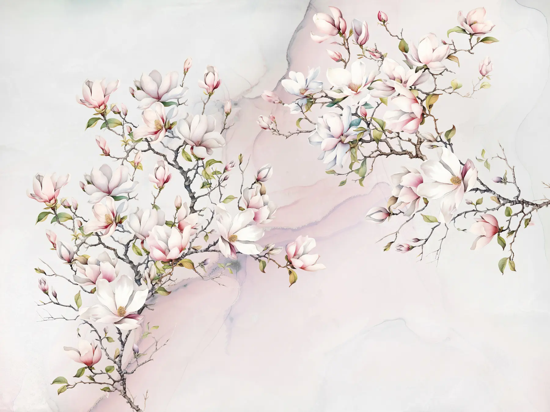 Fototapeedid Õitsevad magnooliapuud marmortaustal u96114