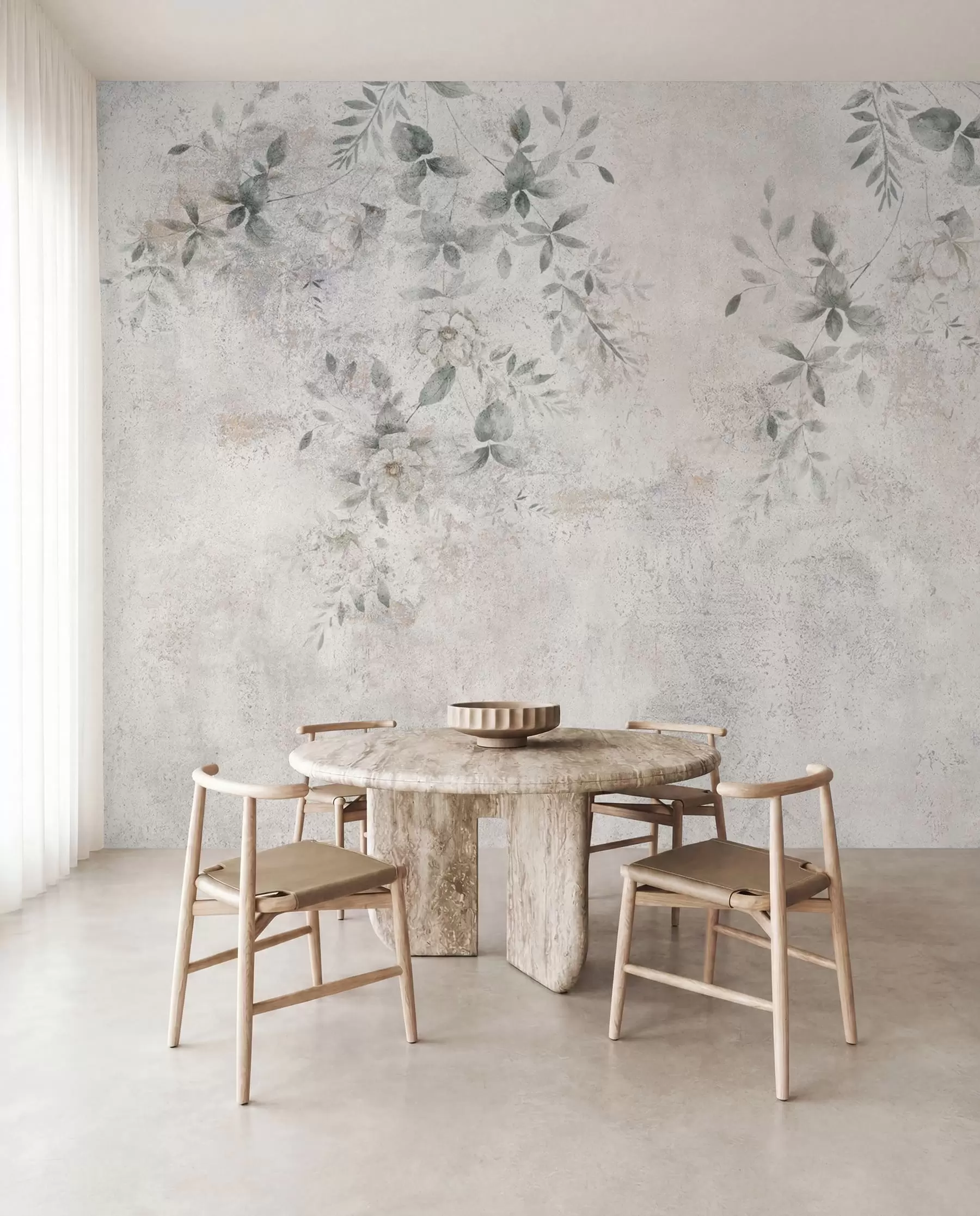 Fototapeedid Lilled okstega betoonist grunge taustal minimalism u96140