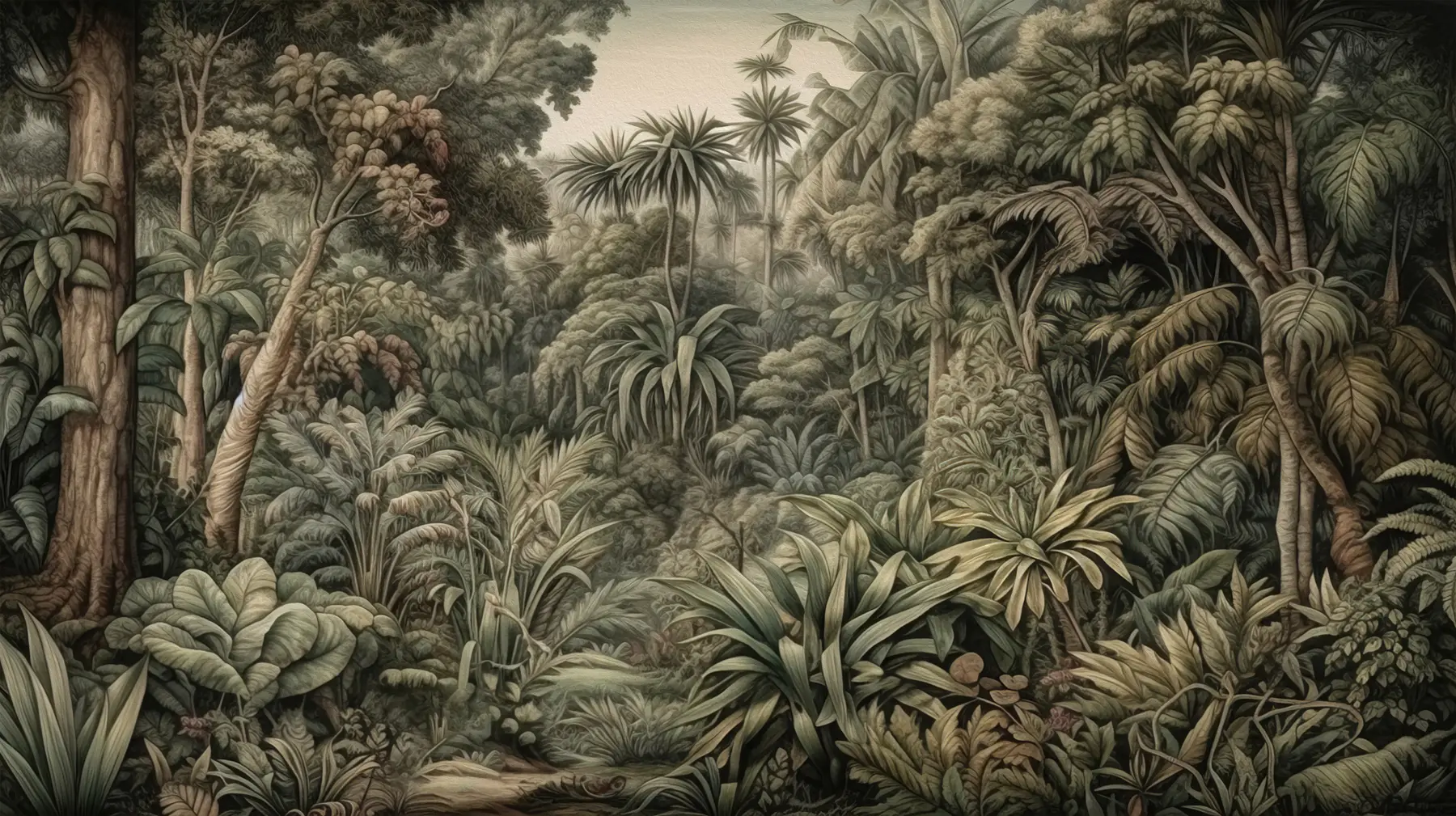 Fototapeedid Ilus abstraktne roheline troopiliste lehtedega džungel u96093