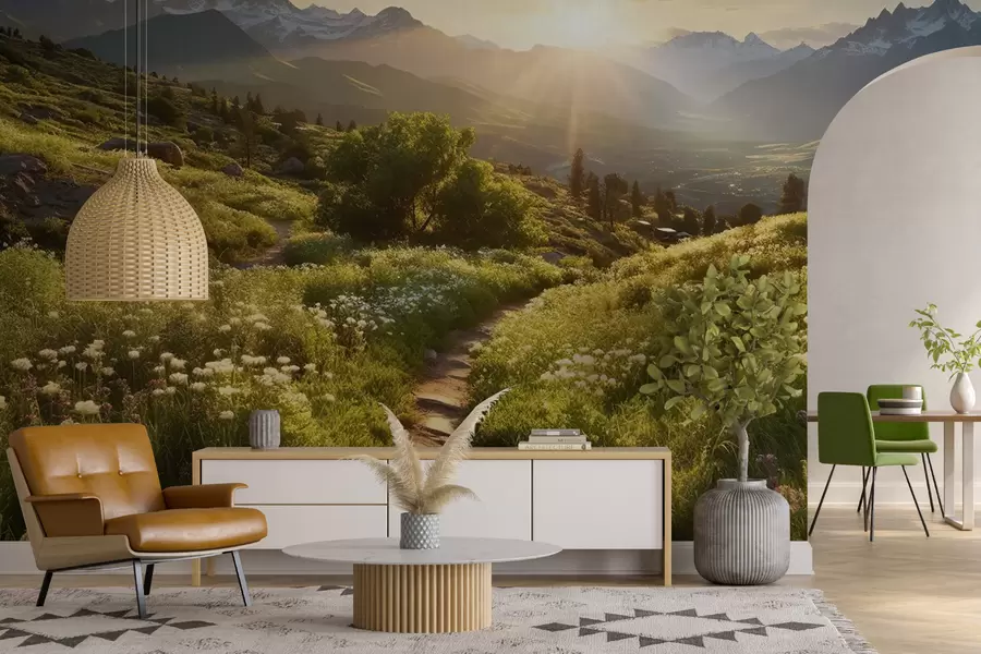 Fototapeedid Mägimaastiku päikeseloojang u96209