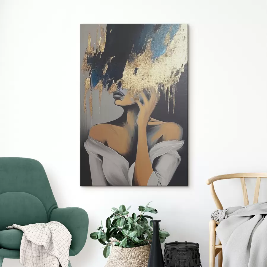 Pilt Noor naine, kelle nägu on kaetud musta akvarellvärviga s34863