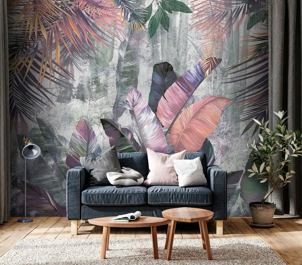 Fototapeedid Värvilised suured troopilised lehed u96338