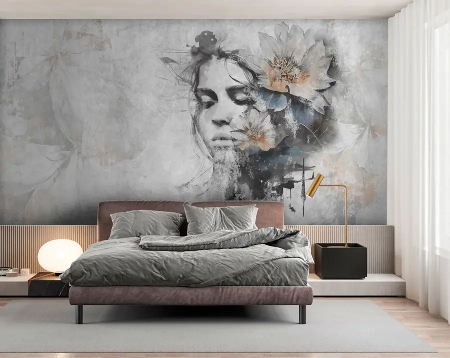 Fototapeedid Tüdruku näo siluett betoonseinal u96118