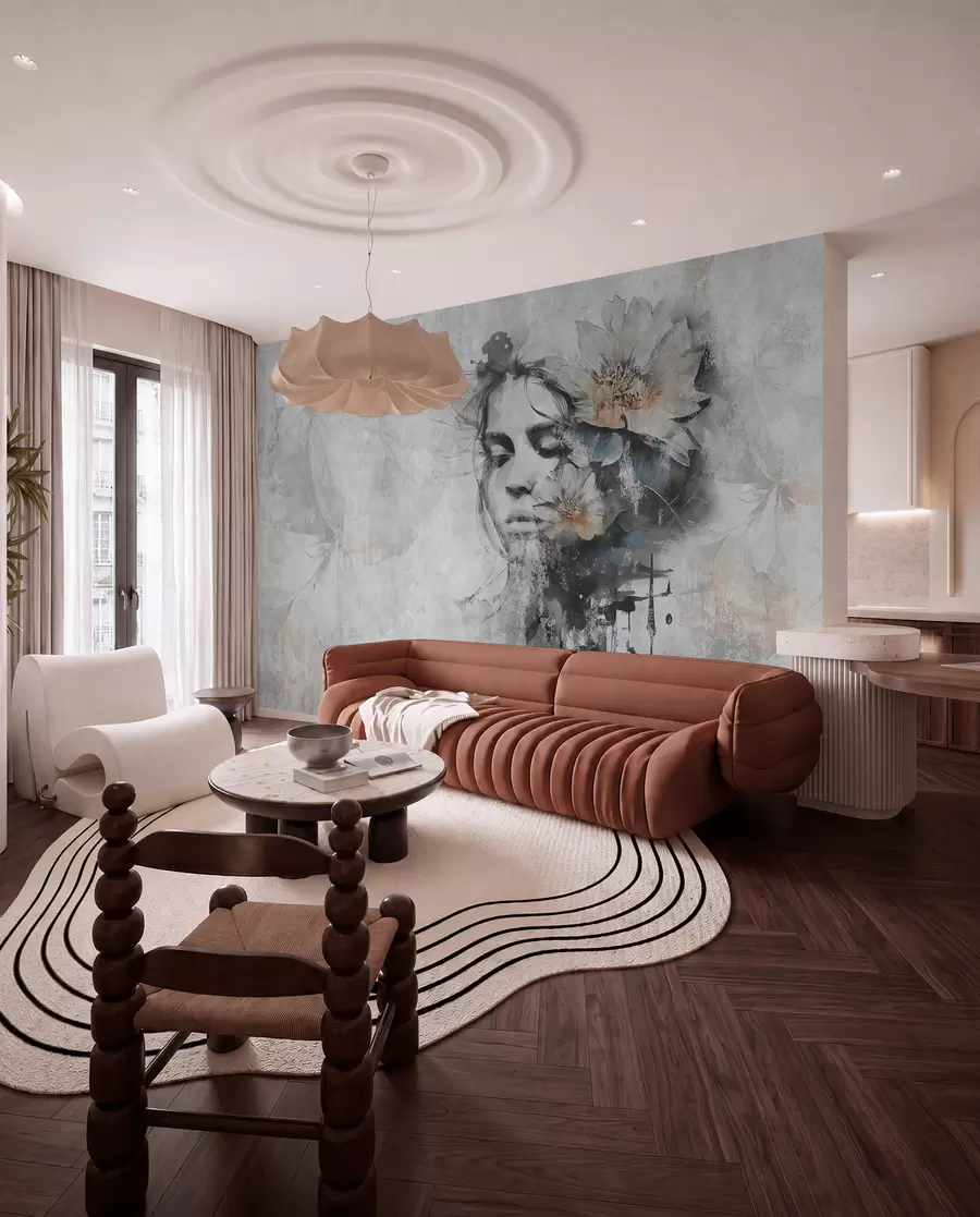 Fototapeedid Tüdruku näo siluett betoonseinal u96118