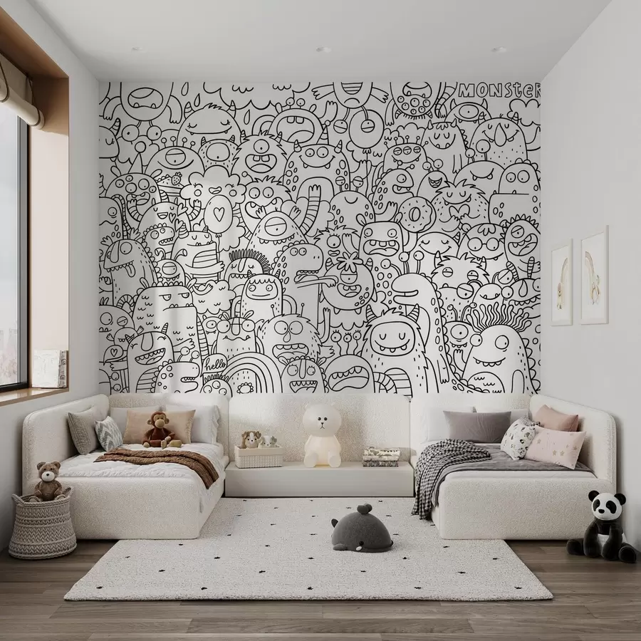 Fototapeedid Tapeedi värvimine Laste naljakad koletised u96393