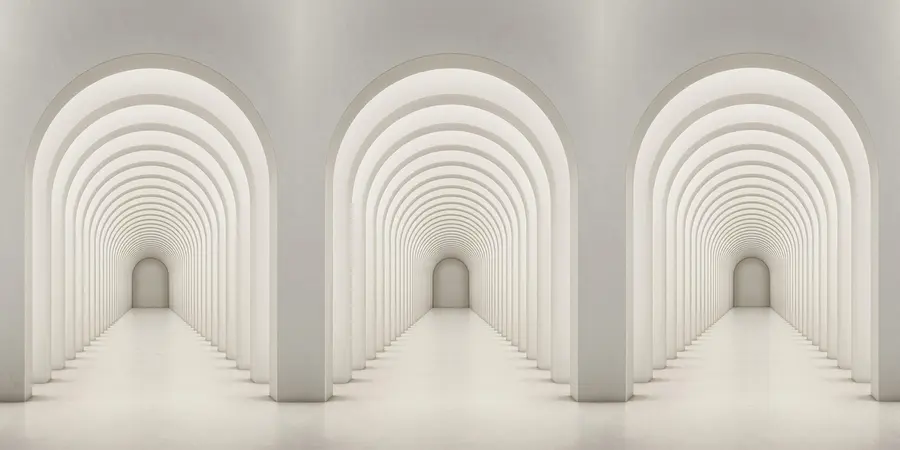 Fototapeedid Valge betoonkaar valgusega pikas rivis u96604