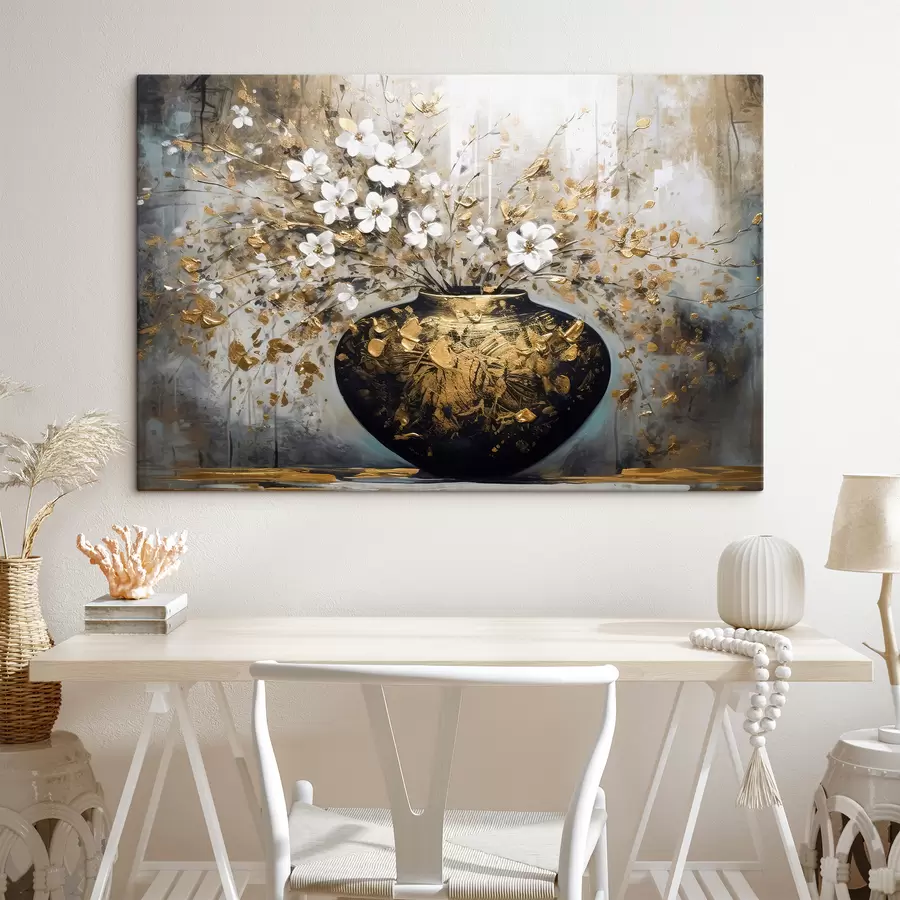 Fototapeedid Valgete lillede oksad vaasis s35377