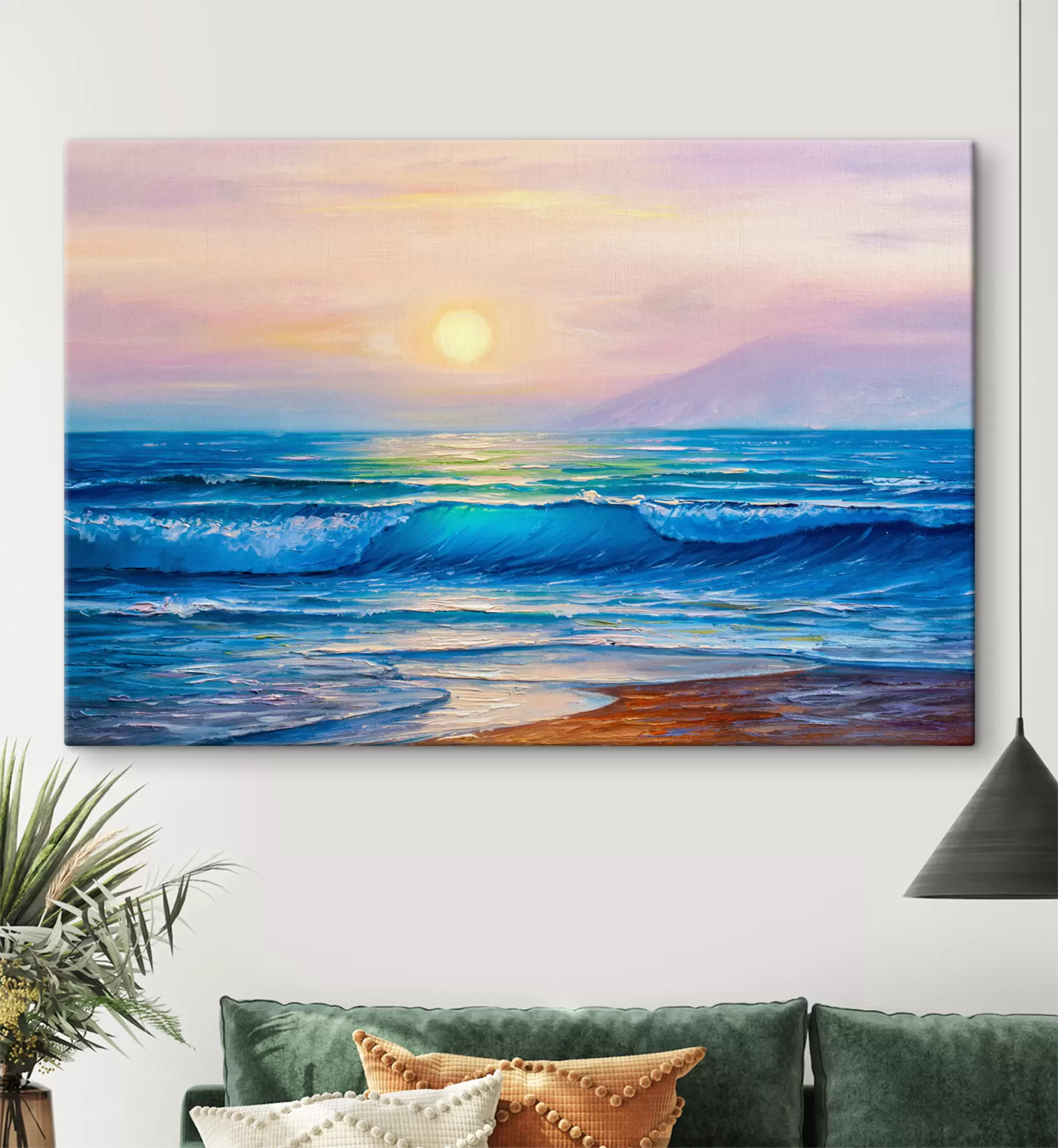 Fototapeedid Roosa päikeseloojang mere taustal s35378