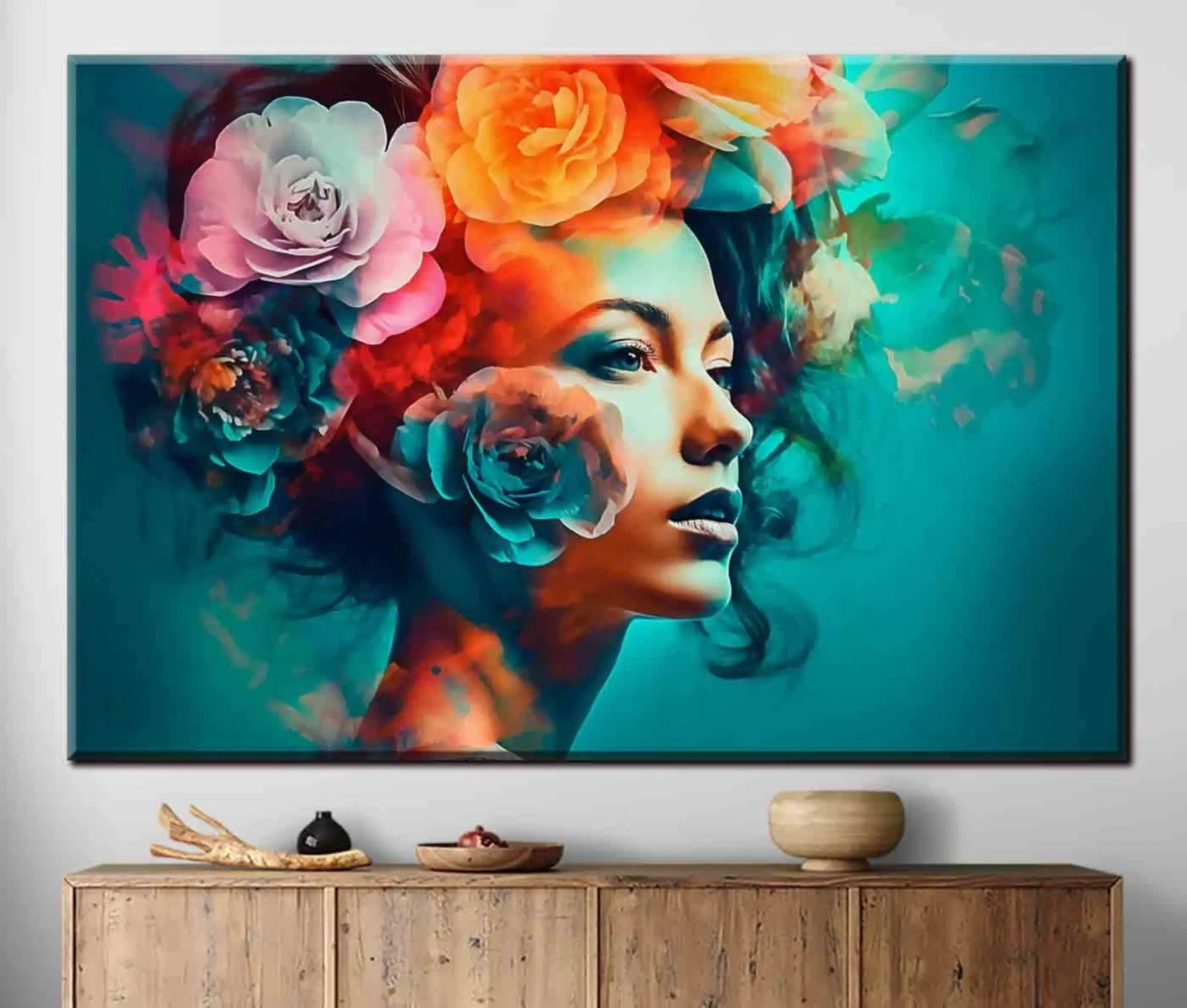 Pilt Võluv naine lilledega s35366