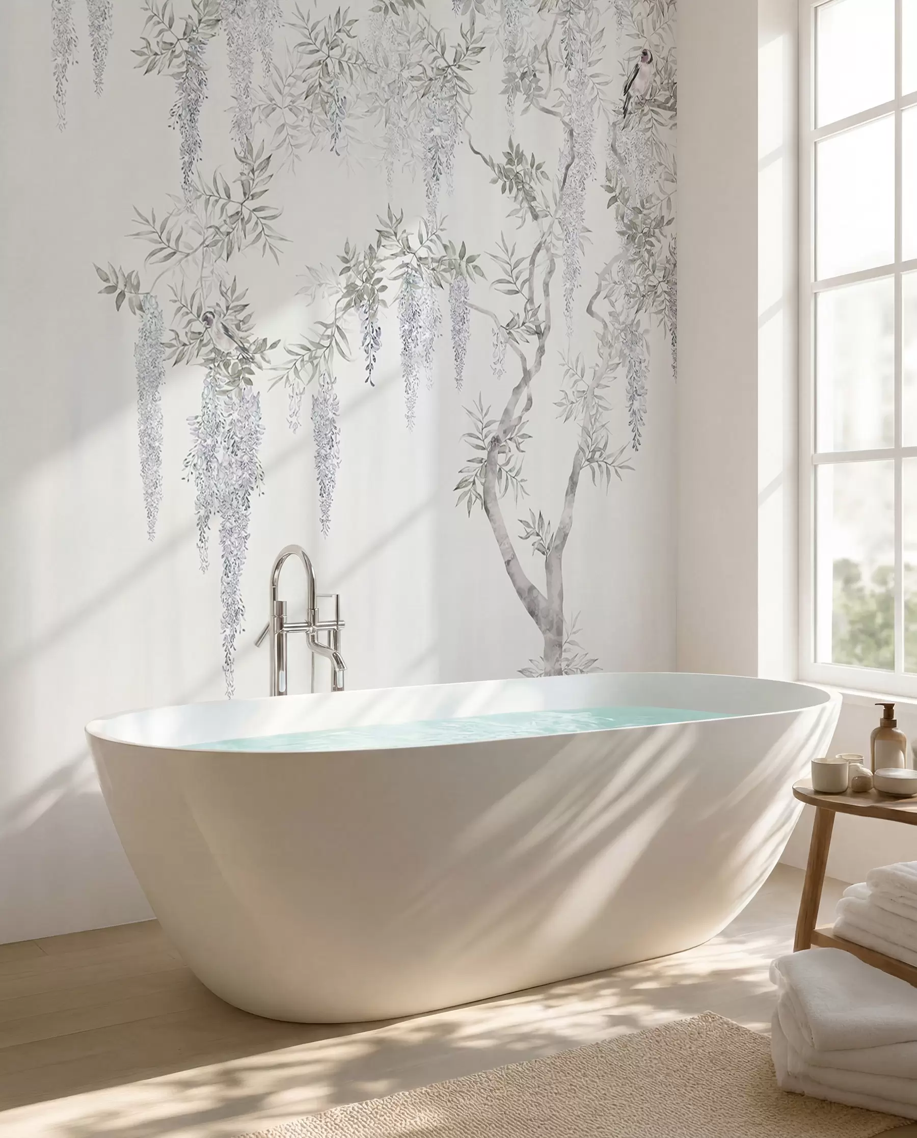 Fototapeedid Lilled wisteria, wisteria, minimalismi, ühevärvilise, loft ja Jaapani stiilis u96928