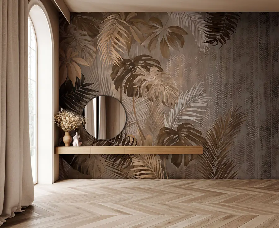 Fototapeedid Troopilised lehed grunge stiilis u97012