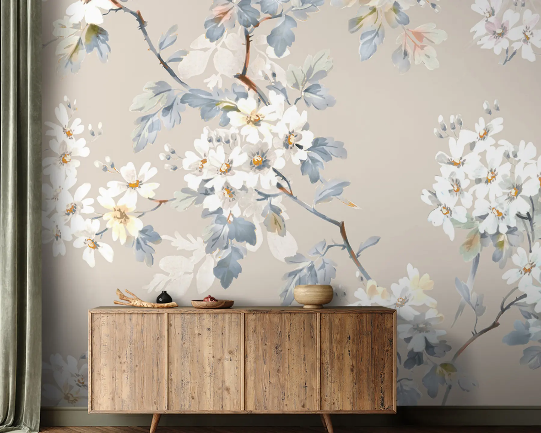 Fototapeedid Käsitsi maalitud lilled ja liblikad akvarellidega u97114