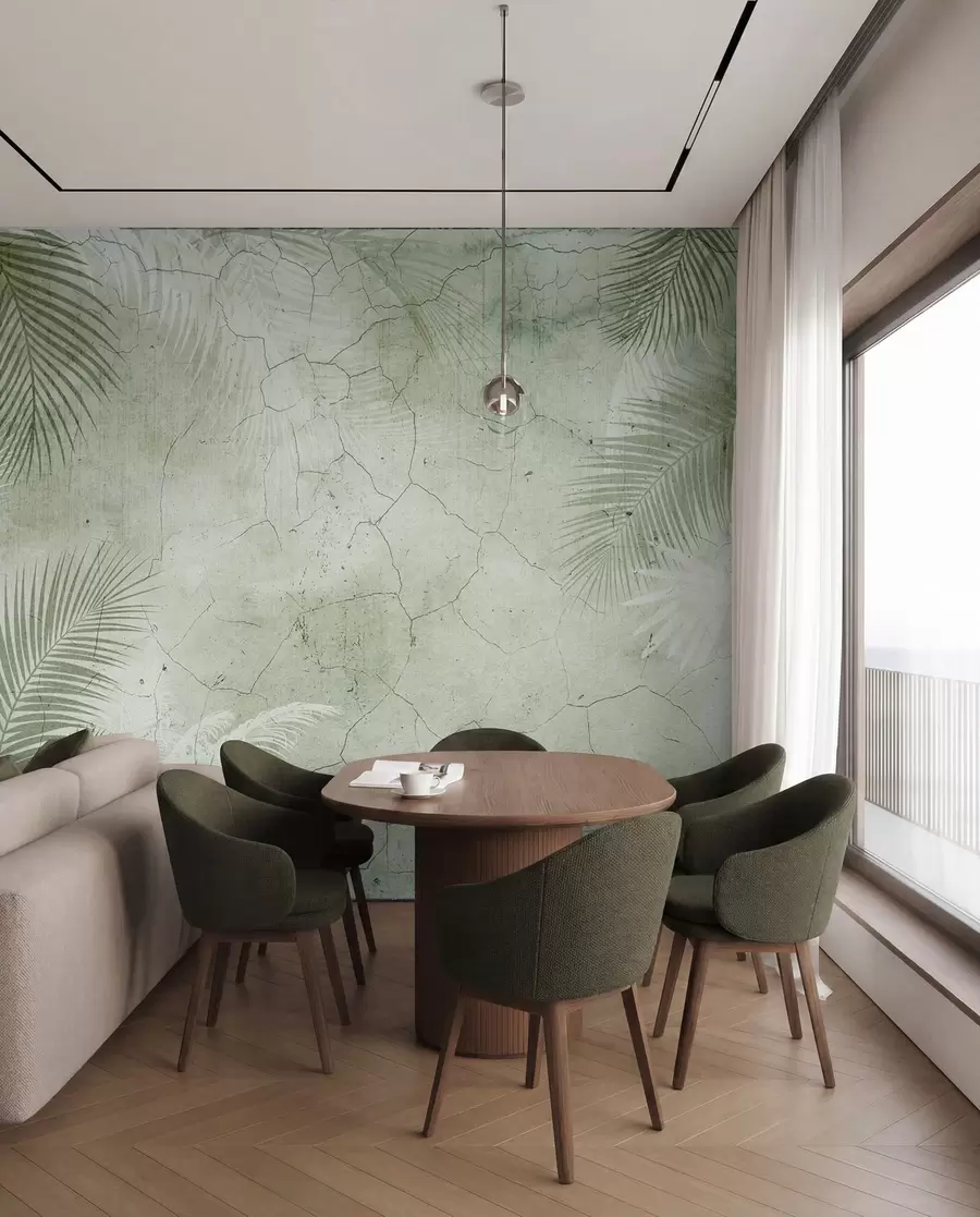 Fototapeedid Rohelised 3D-lehed grunge stiilis u73583v3