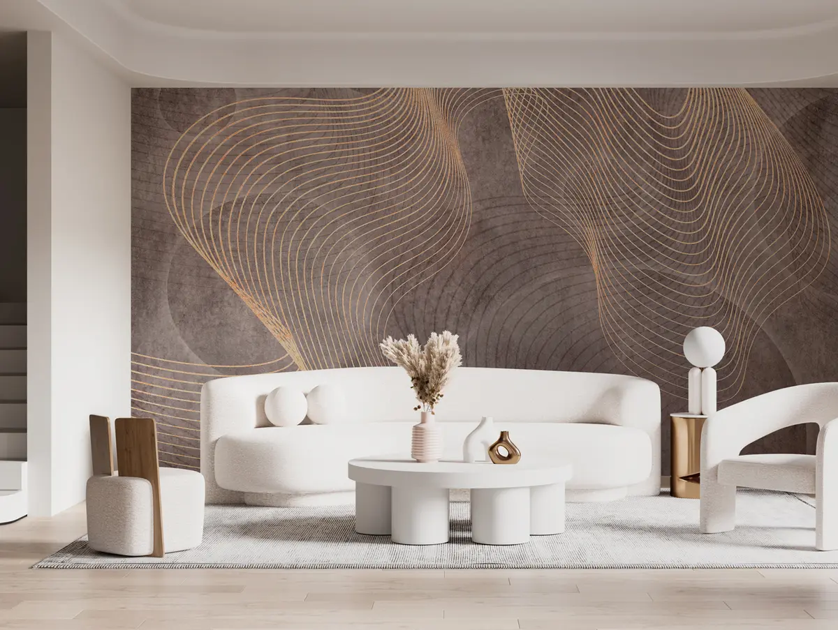 Fototapeedid Lainelised jooned liiva ja beeži värvides u97469