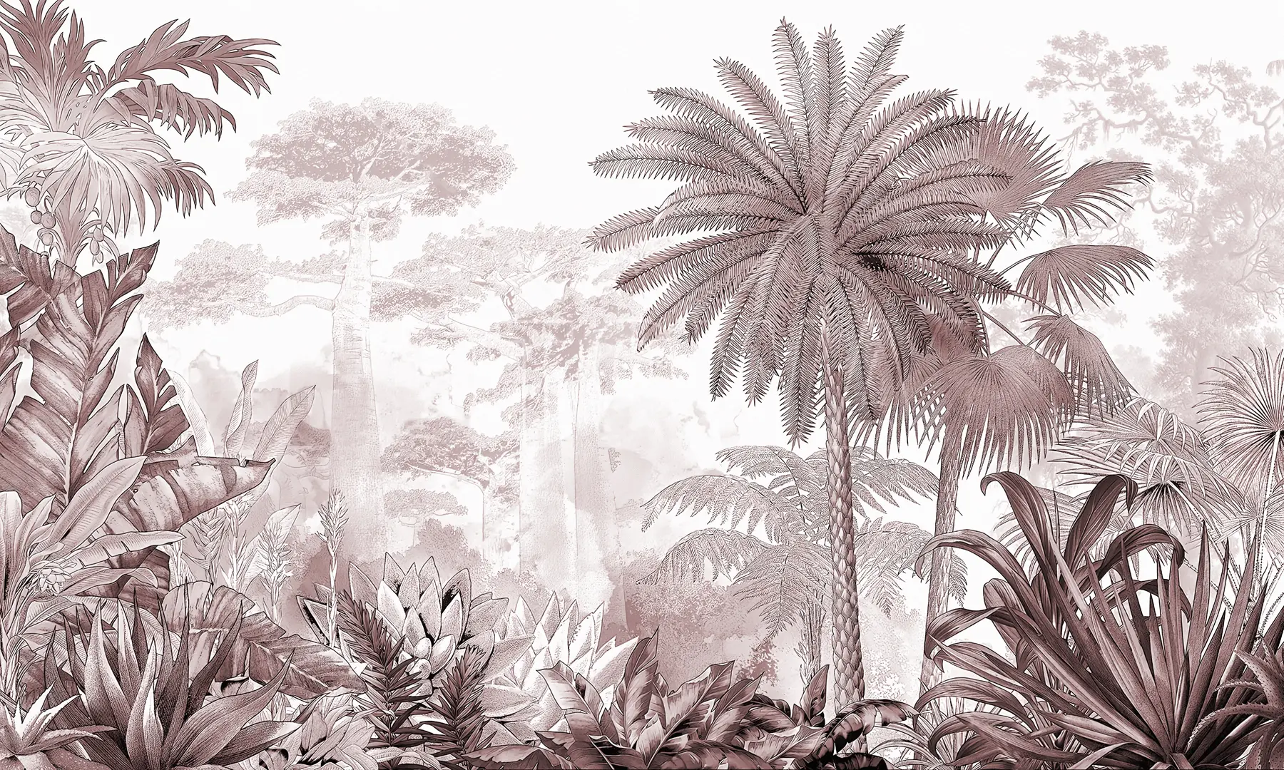 Fototapeedid Troopikad. Tindiga joonistus lillade värvidega u59041v3