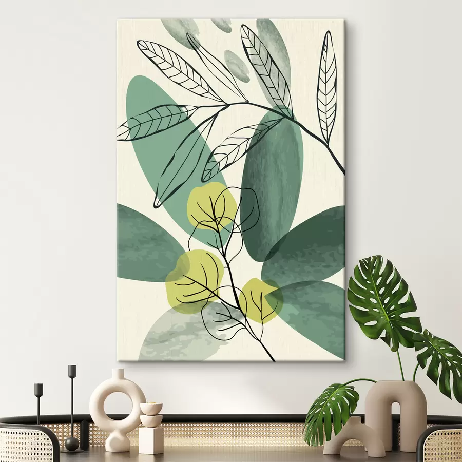 Pilt Akvarelljoonistus boho lehtedest s36106