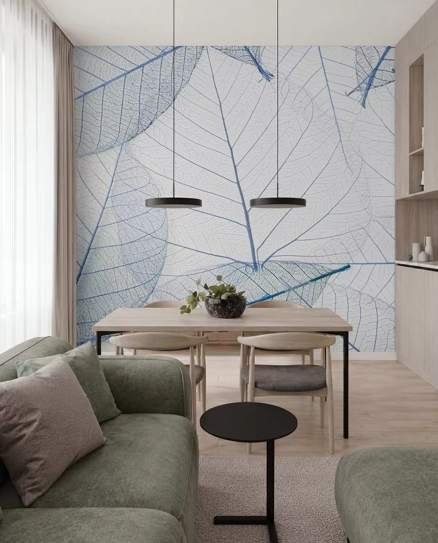 Fototapeedid Läbipaistvad lehed sinistes värvides u24439v1
