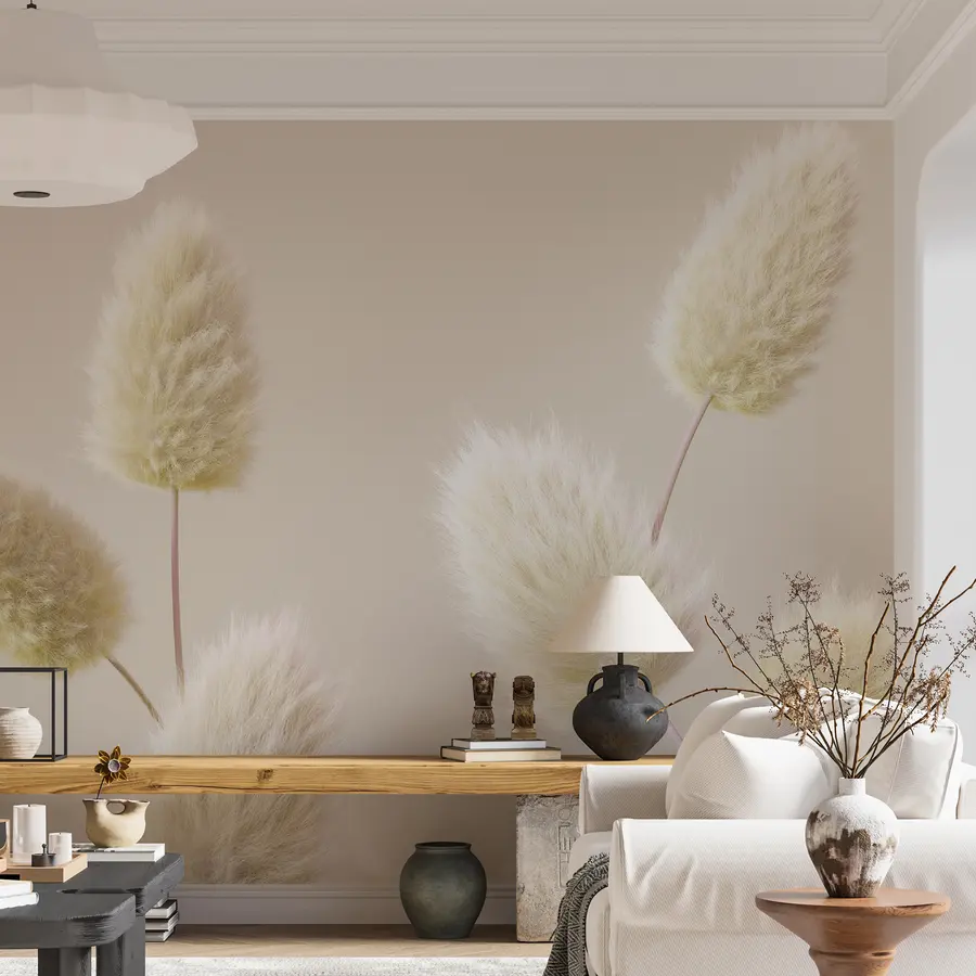 Fototapeedid Trendikad beežid kuivatatud lilled boho stiilis u98432v1