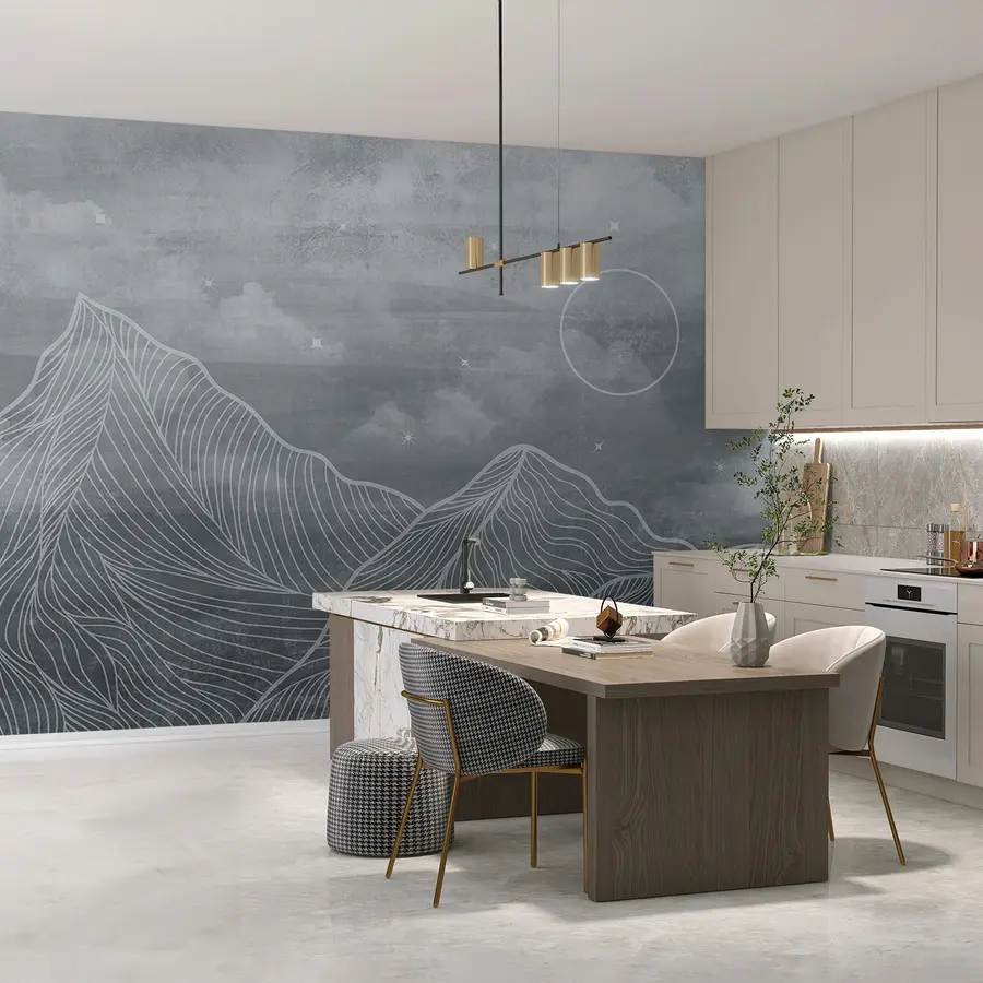 Fototapeedid Grunge tekstuur koos pilvede ja mägedega, hall värv, looduse teema kunst u98838v1