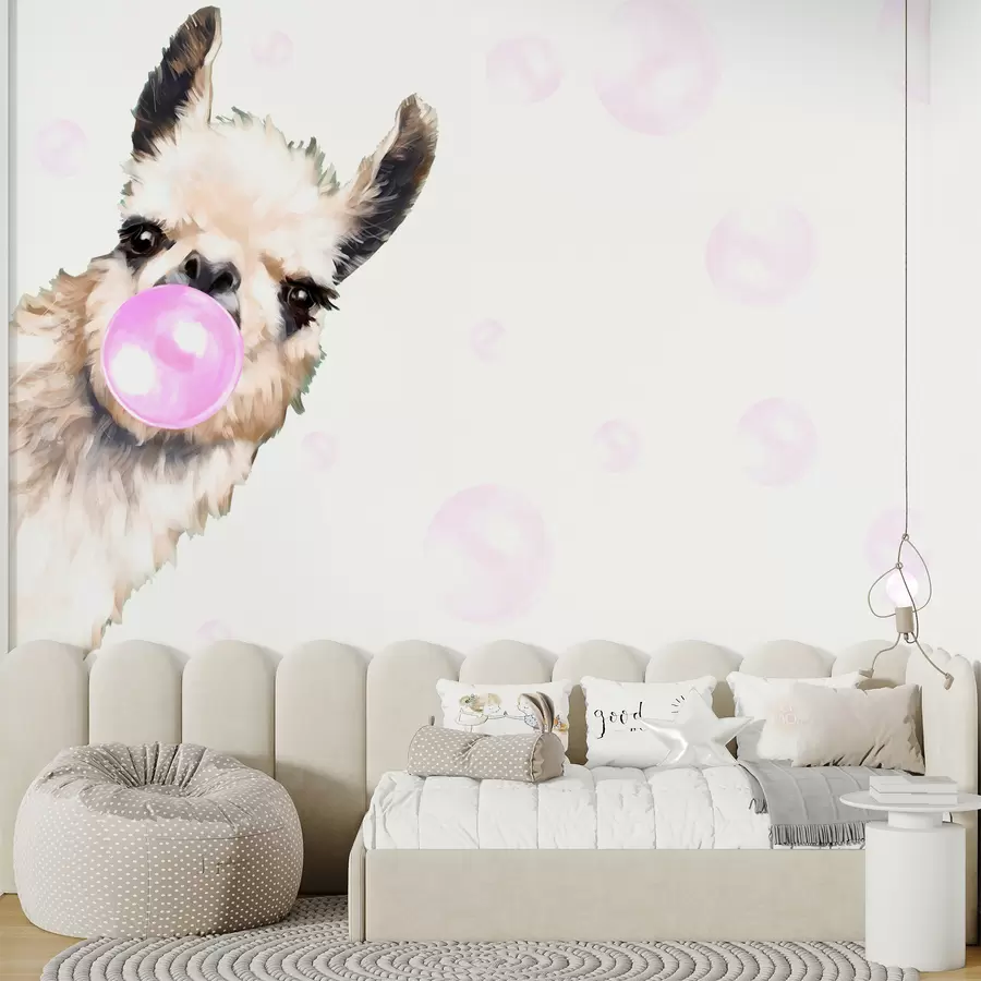 Fototapeedid Naljakas laama ja roosad mullid u98952