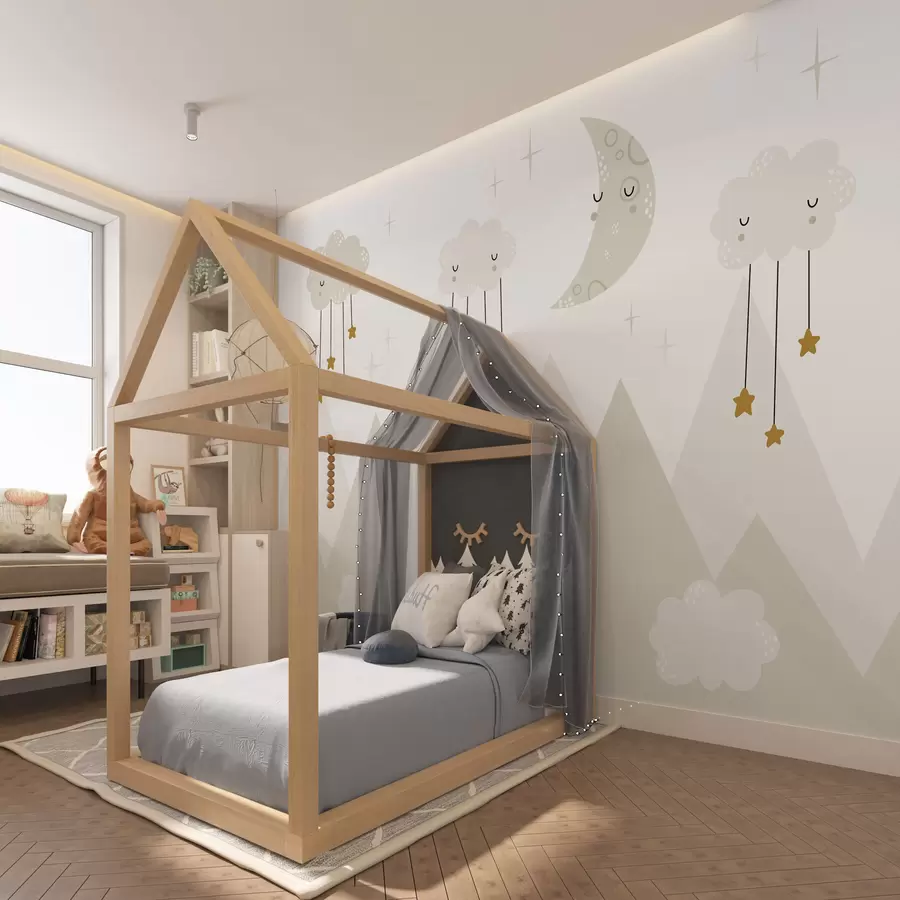 Fototapeedid Mäed, pilved ja kuu skandinaavia stiilis u98920