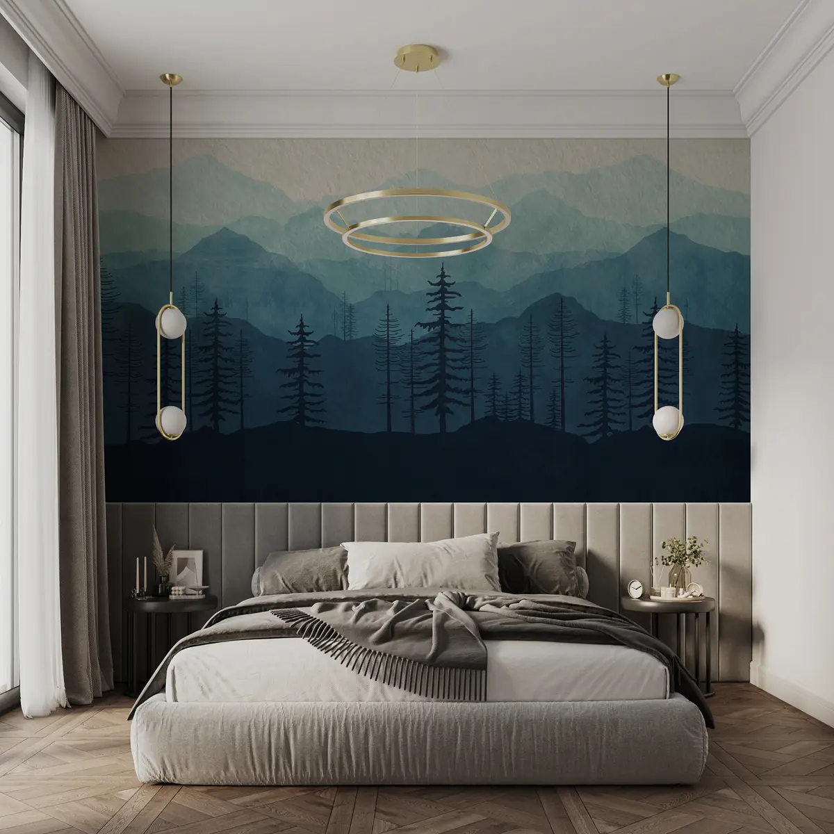 Fototapeedid Mäed sinise ühevärvilise akvarelli tekstuuriga u98925