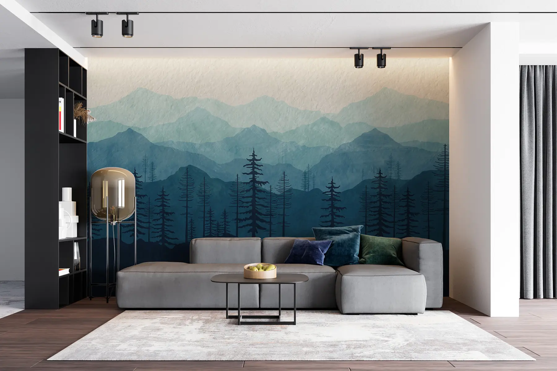 Fototapeedid Mäed sinise ühevärvilise akvarelli tekstuuriga u98925