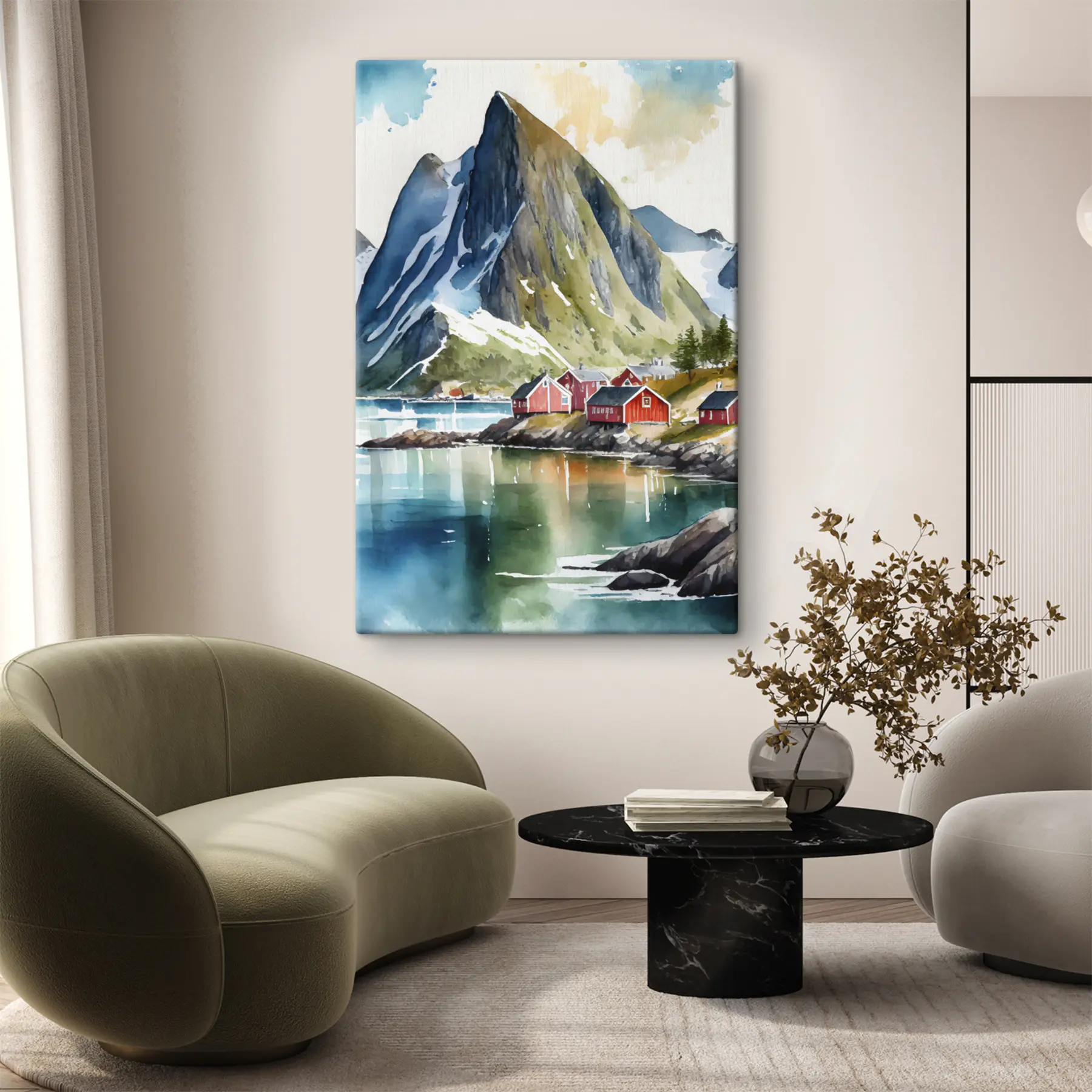 Fototapeedid Majesteetlikud mäed rahulike vete ääres s36685