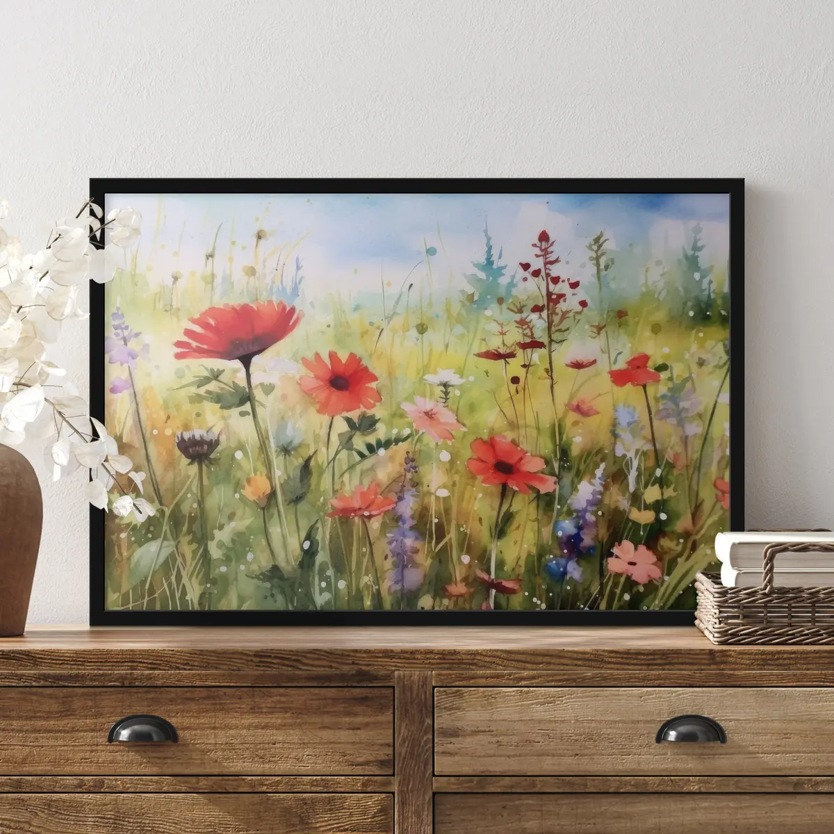 Plakat Elavatest õitest päikeselisel niidul f33680