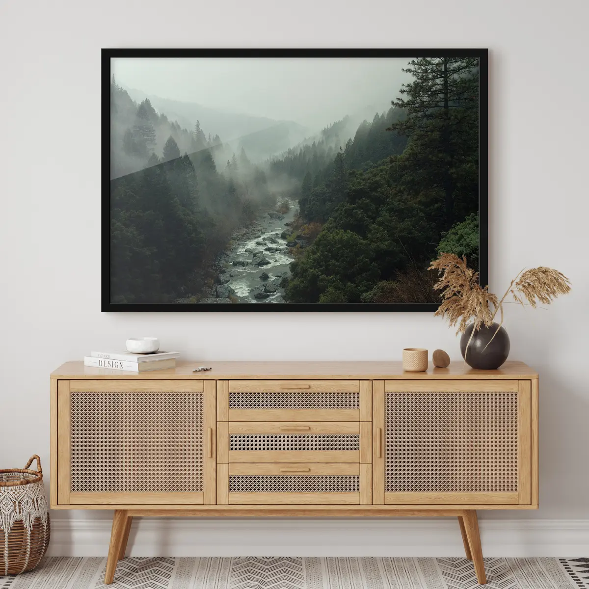 Plakat Uduvõrk metsas voolava jõe ääres f33760