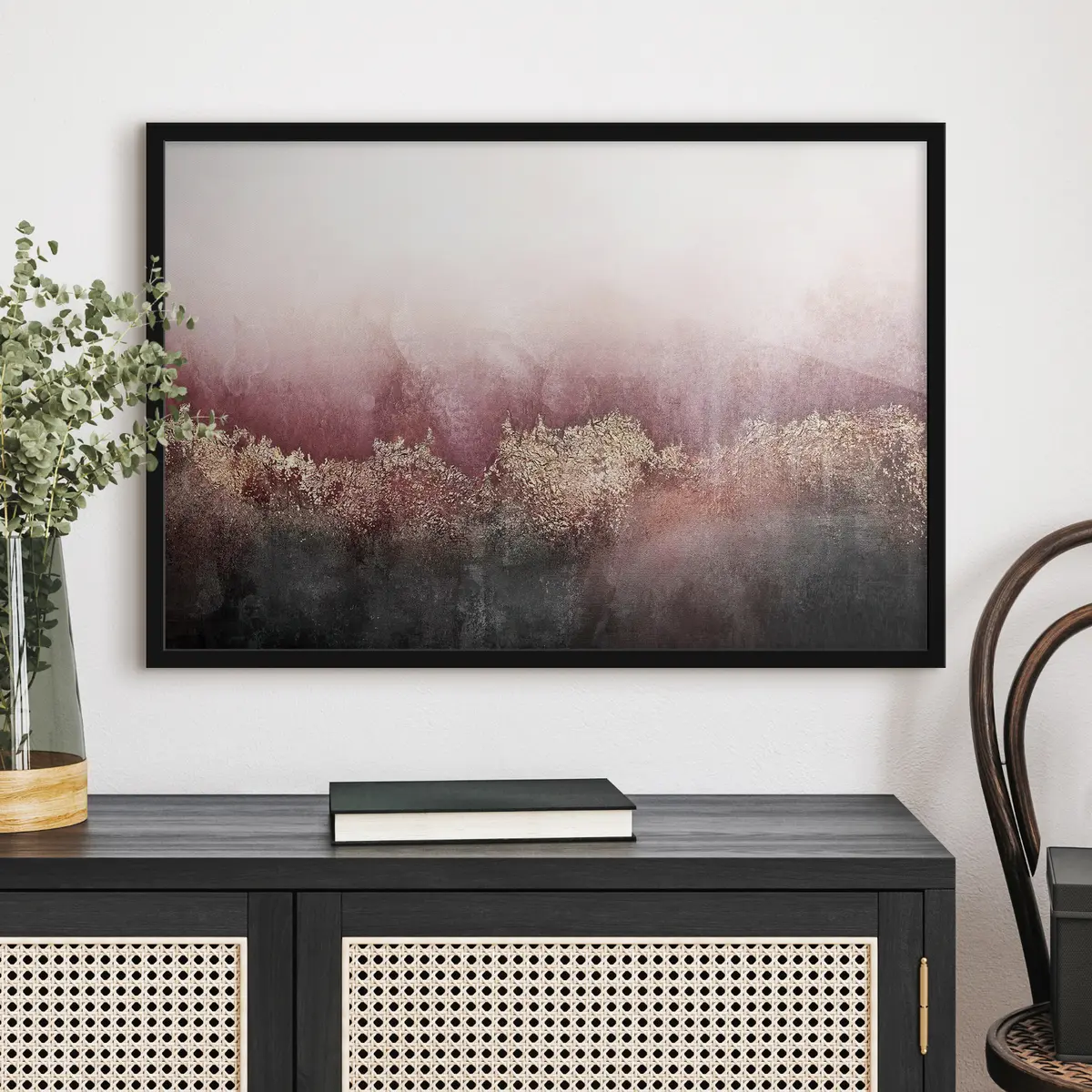 Plakat Abstraktsioon punastes ja mustades toonides f35844